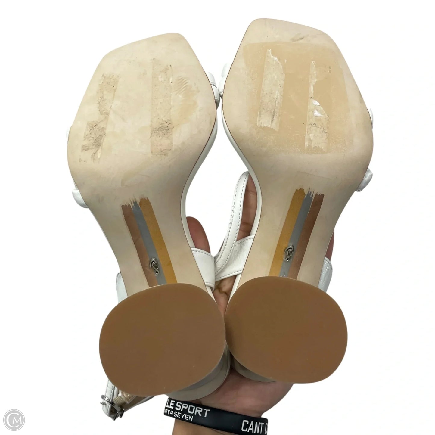 Sandals Heels Block By Sam Edelman In Ivory, Size: 6