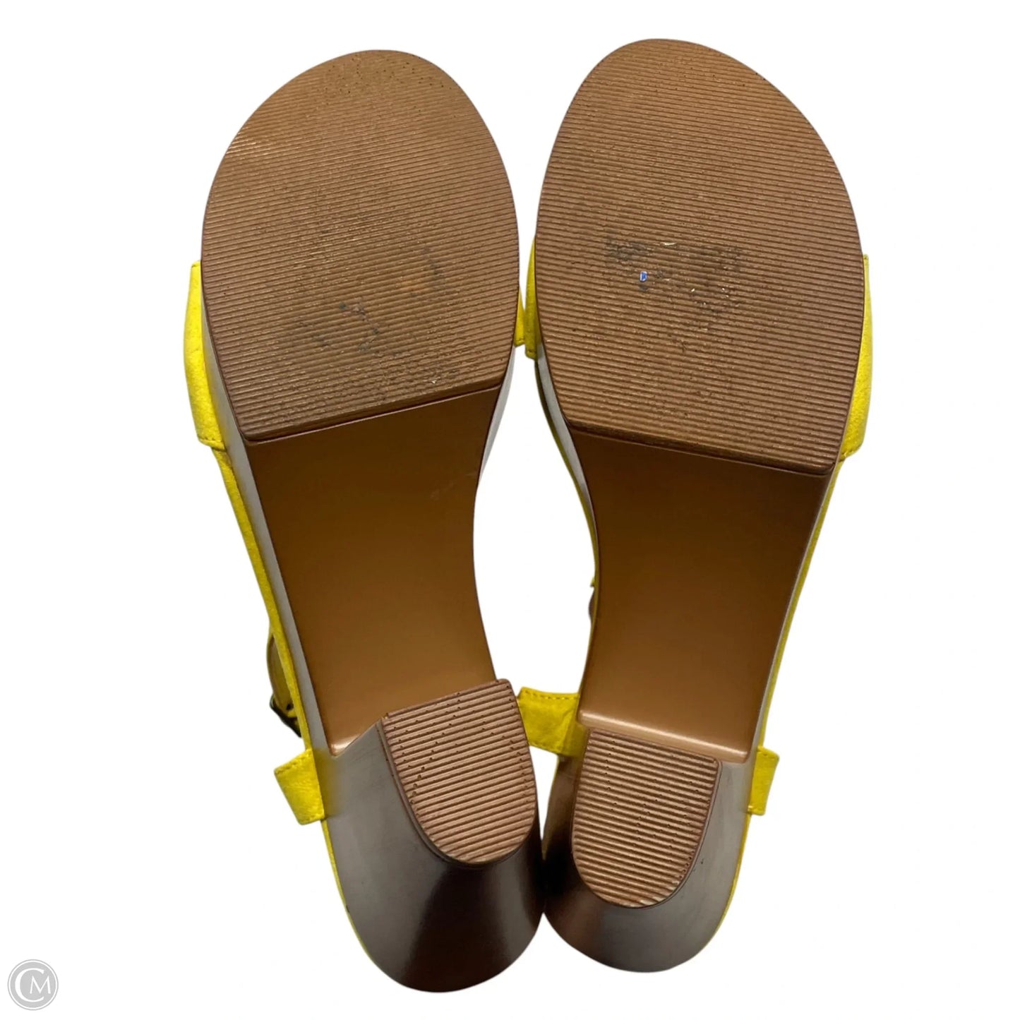 Sandals Heels Block By Just Fab In Brown & Yellow, Size: 11