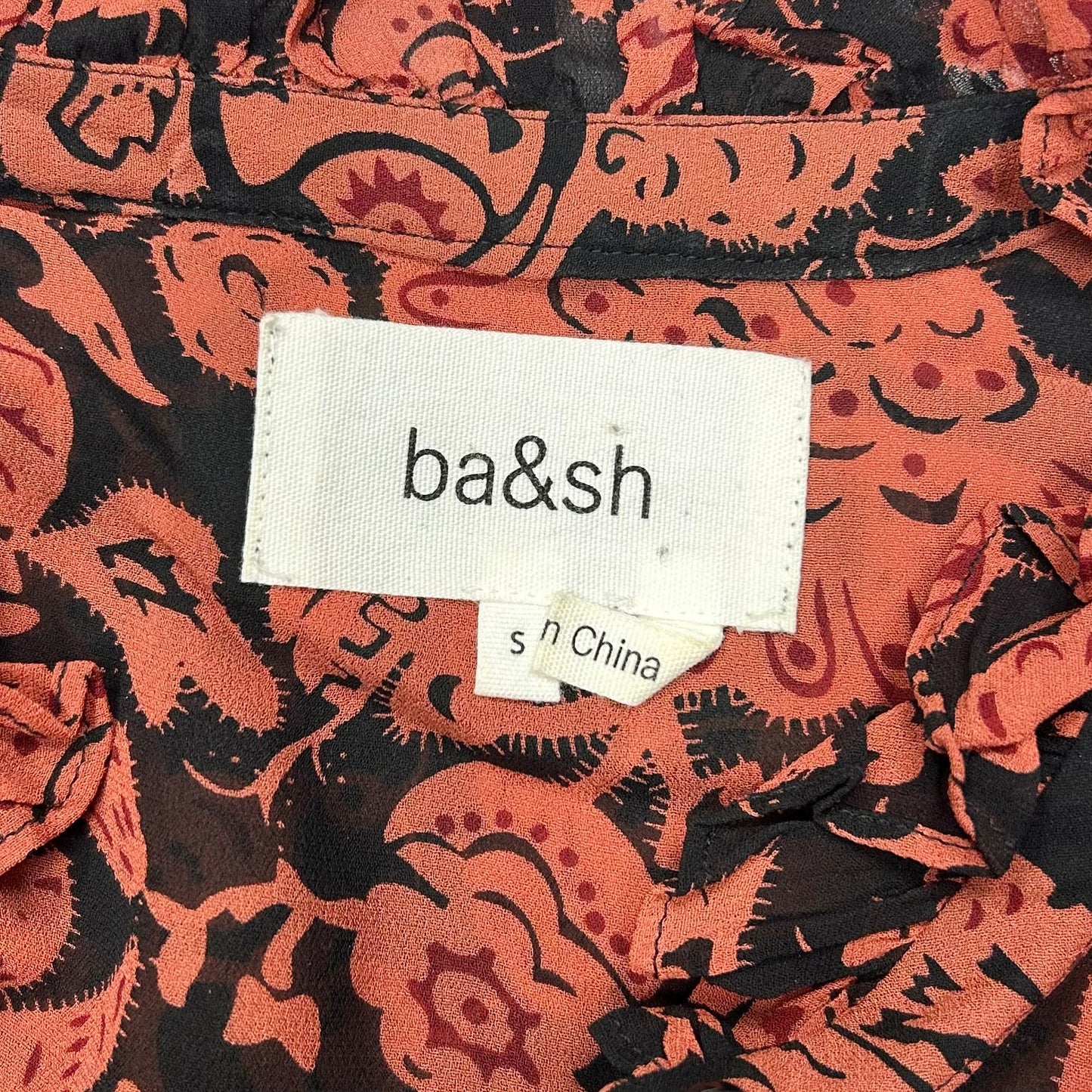 Blouse Long Sleeve By Ba&sh In Black & Red, Size: S