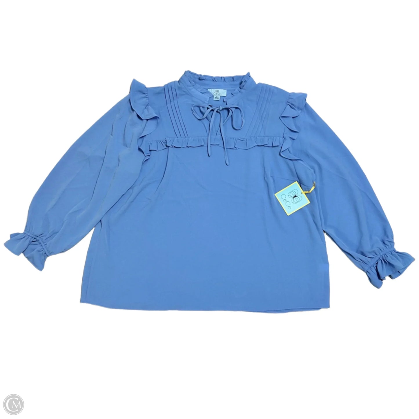 Blouse Long Sleeve By Cece In Blue, Size: 3x