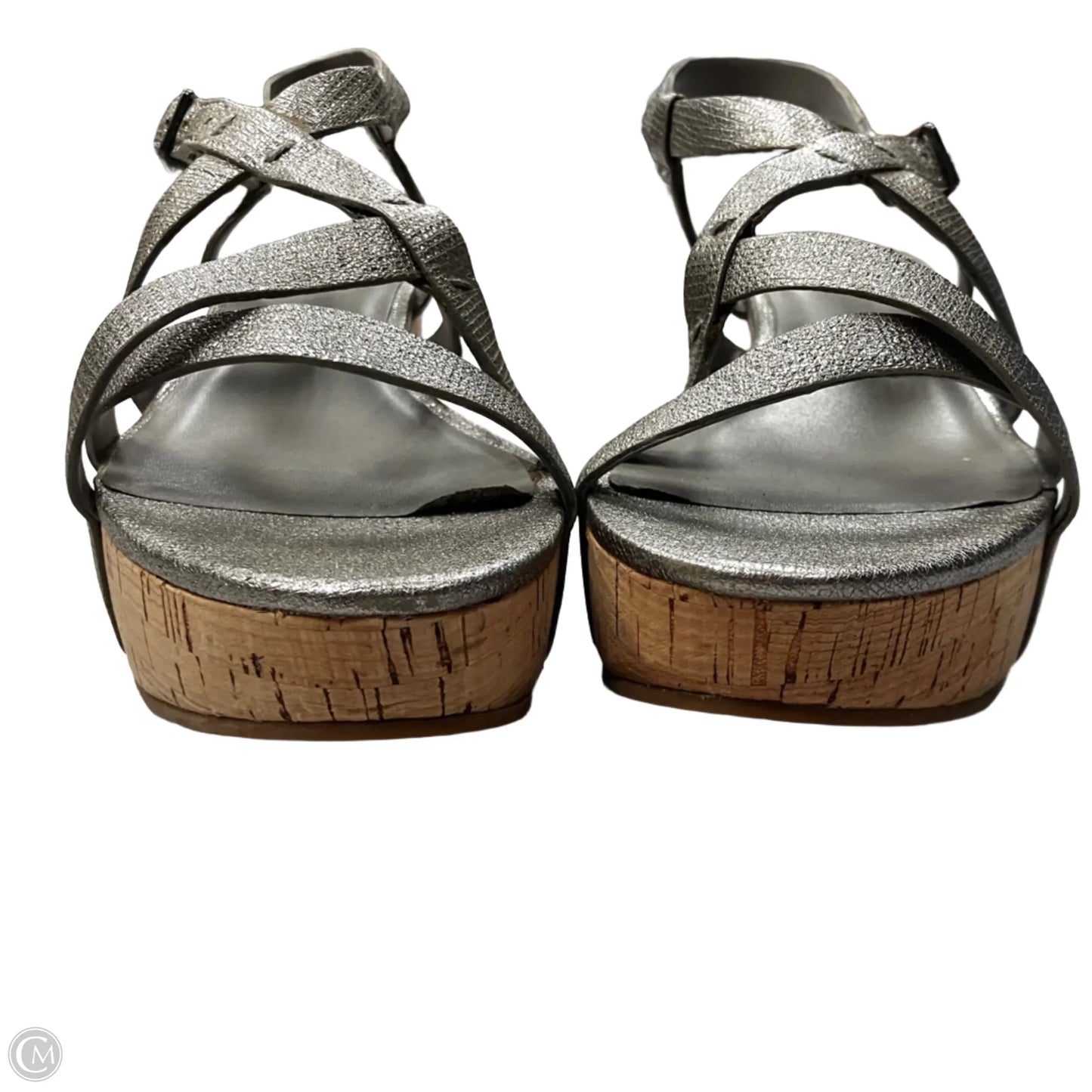 Sandals Heels Wedge By Eileen Fisher In Silver, Size: 7