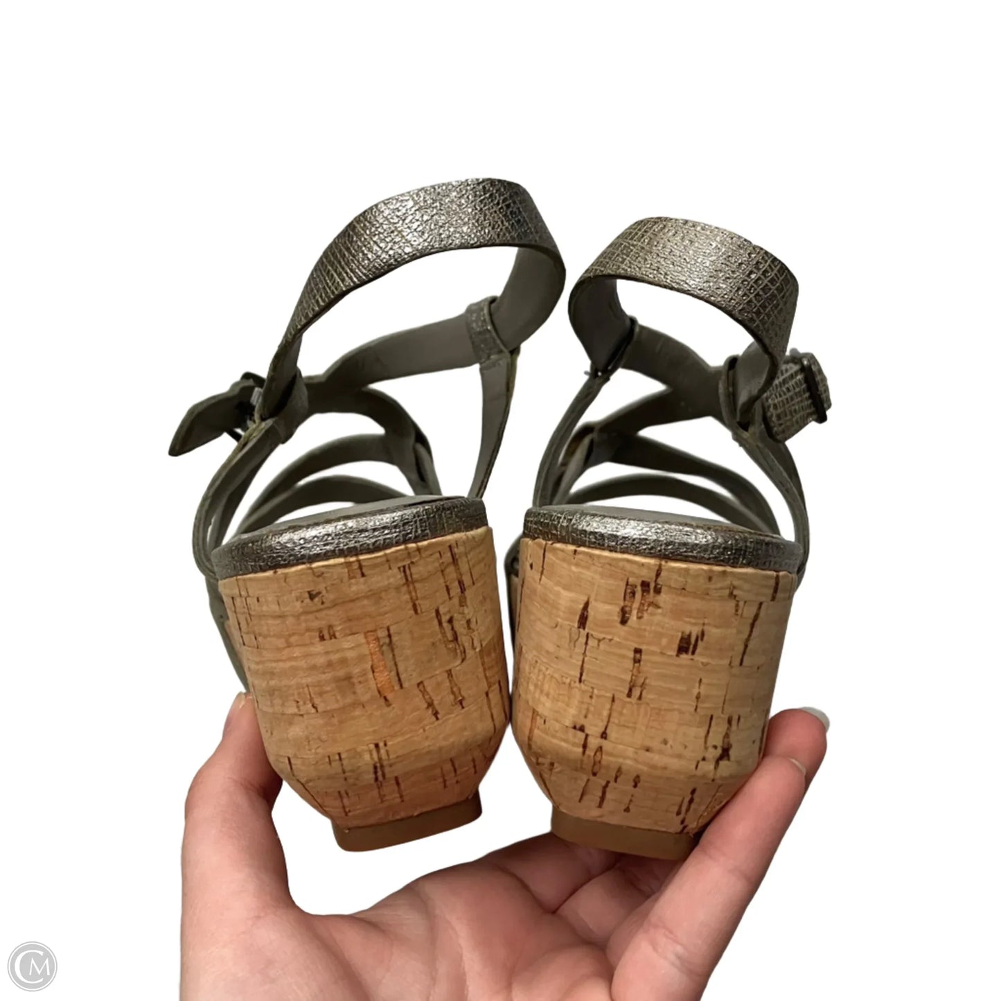 Sandals Heels Wedge By Eileen Fisher In Silver, Size: 7