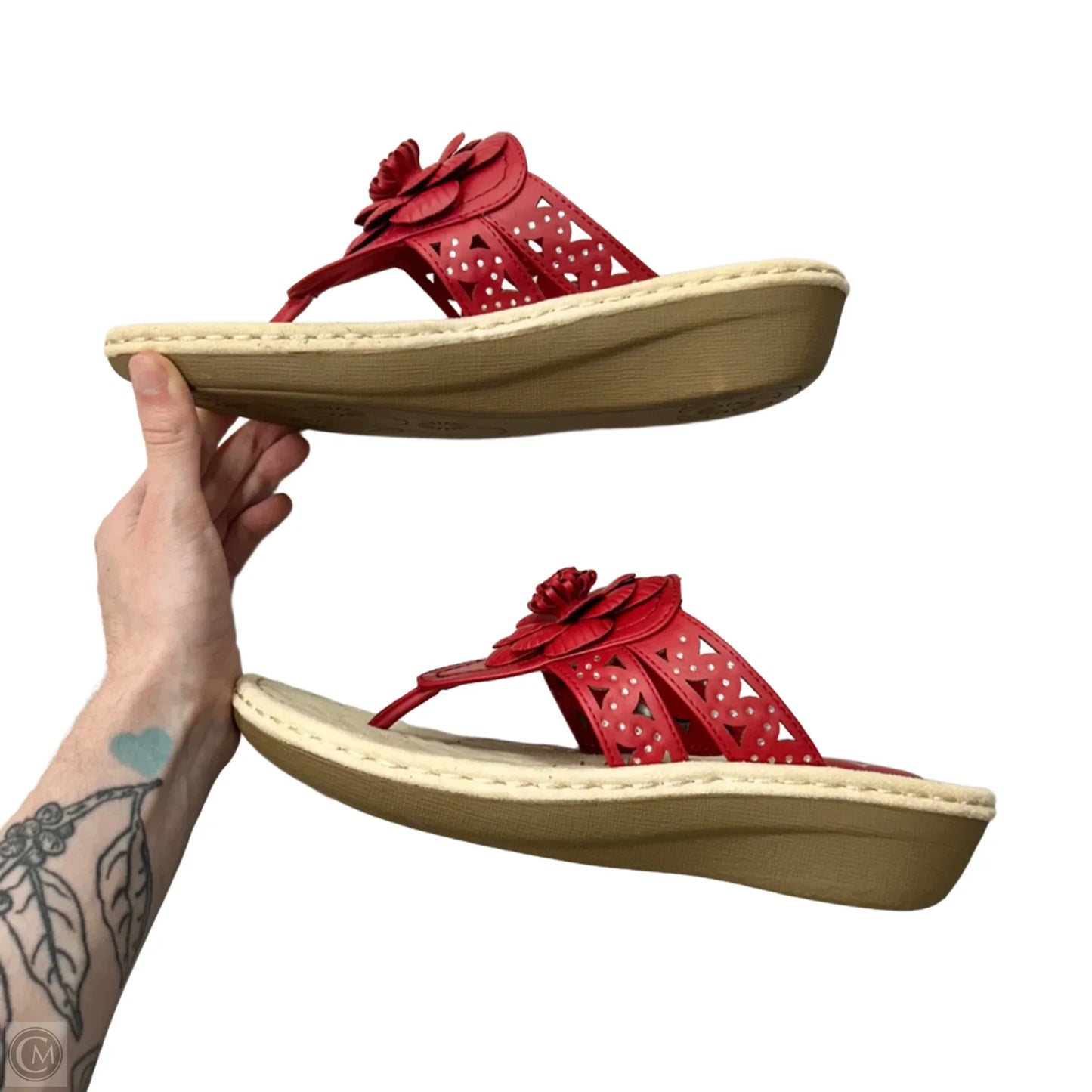 Sandals Heels Wedge By White Mountain In Red, Size: 8