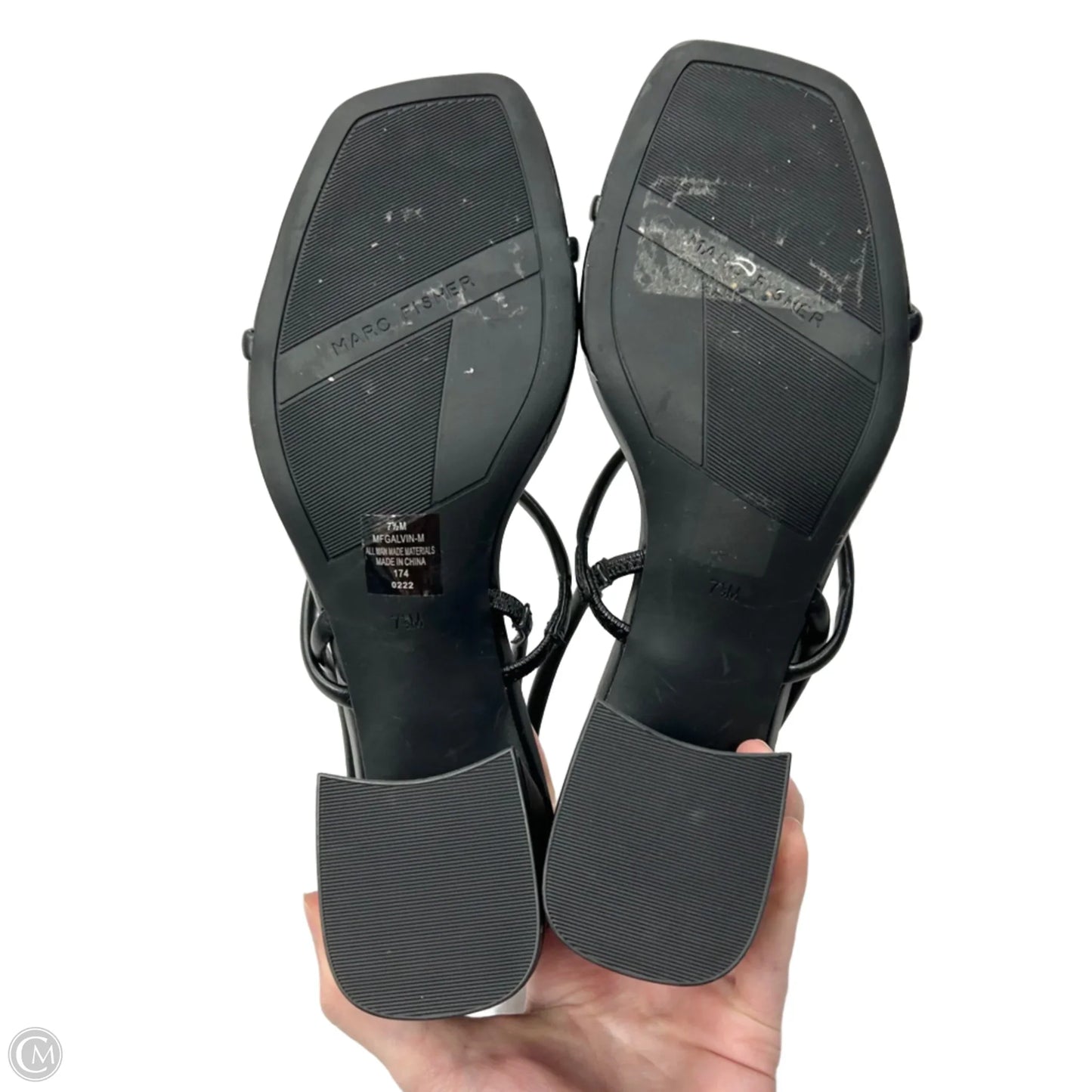 Sandals Heels Block By Marc Fisher In Black, Size: 7.5