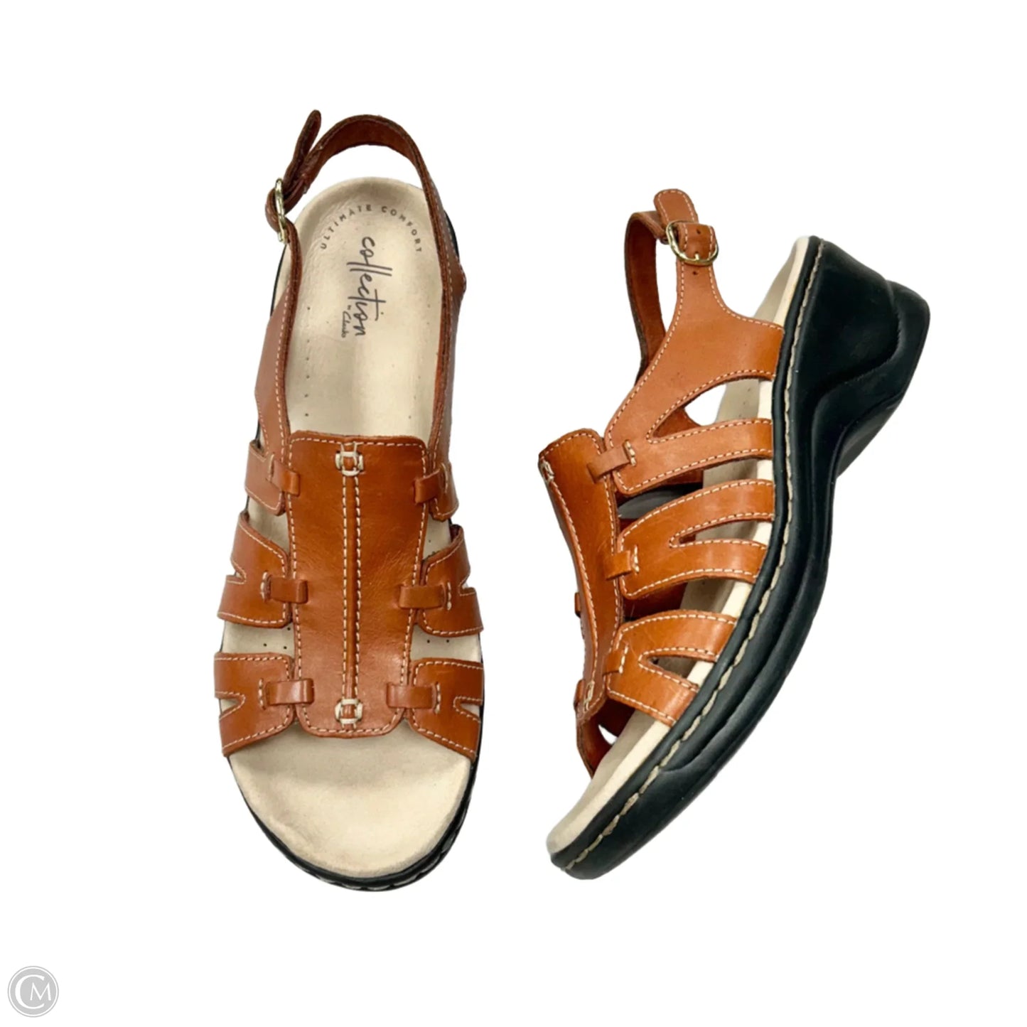 Sandals Heels Wedge By Clarks In Brown, Size: 9.5