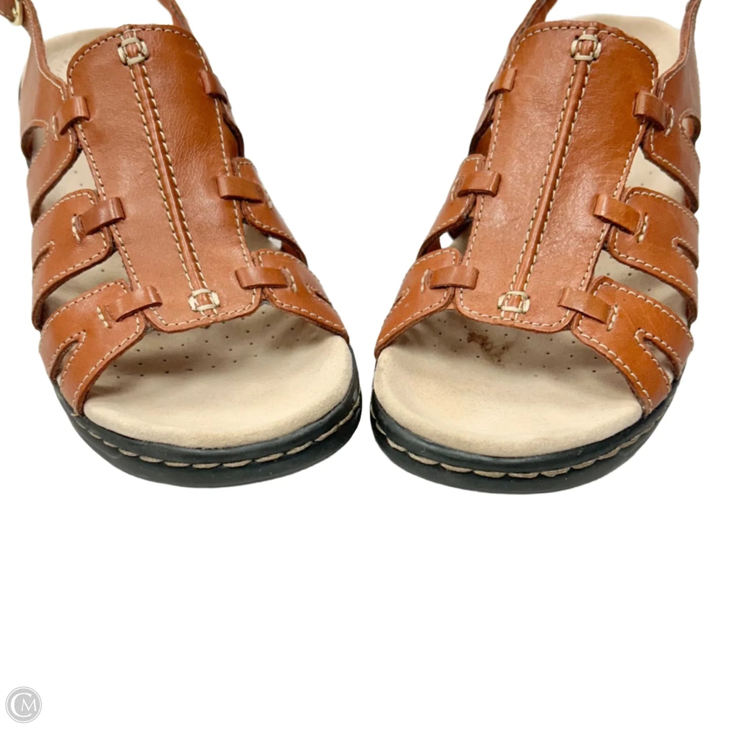 Sandals Heels Wedge By Clarks In Brown, Size: 9.5