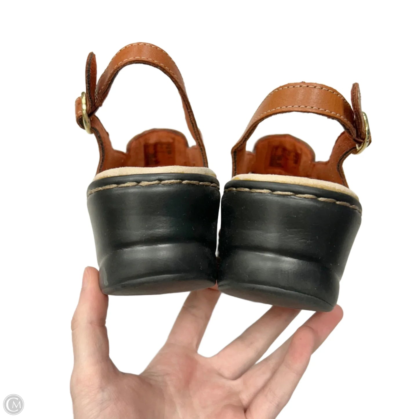Sandals Heels Wedge By Clarks In Brown, Size: 9.5