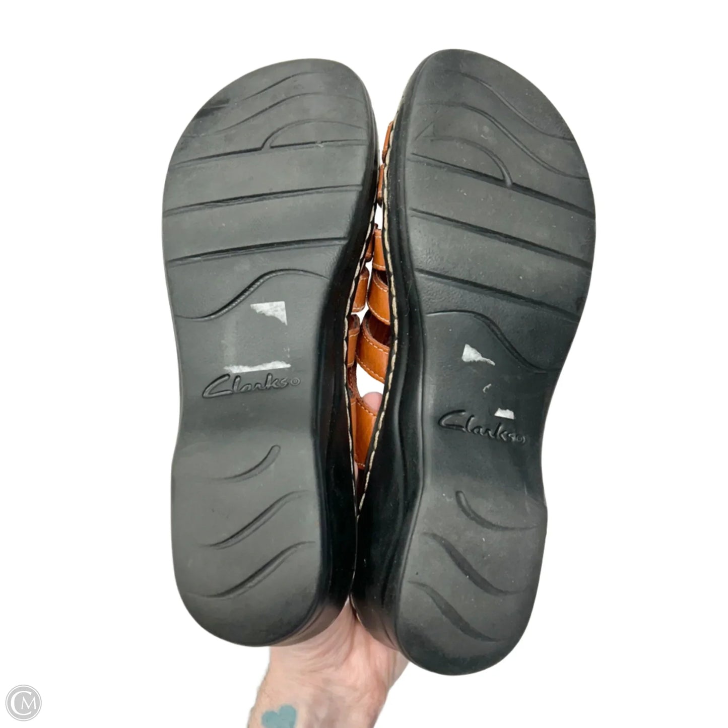 Sandals Heels Wedge By Clarks In Brown, Size: 9.5
