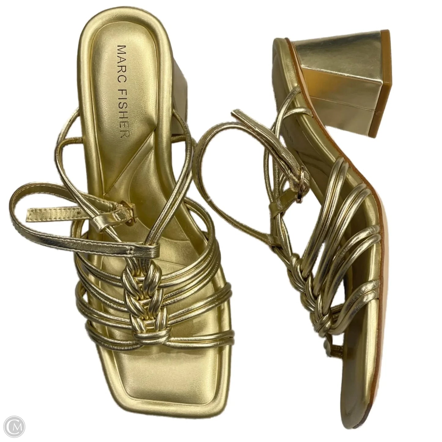 Sandals Heels Block By Marc Fisher In Gold, Size: 6.5