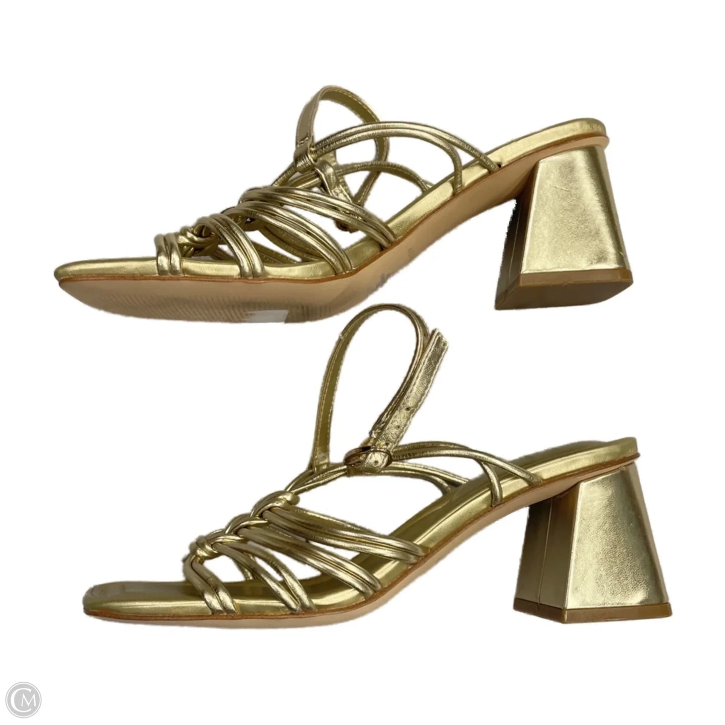 Sandals Heels Block By Marc Fisher In Gold, Size: 6.5