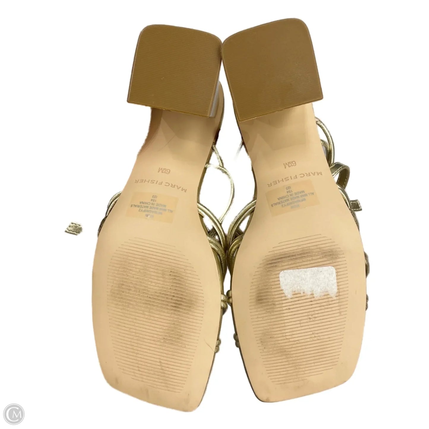 Sandals Heels Block By Marc Fisher In Gold, Size: 6.5