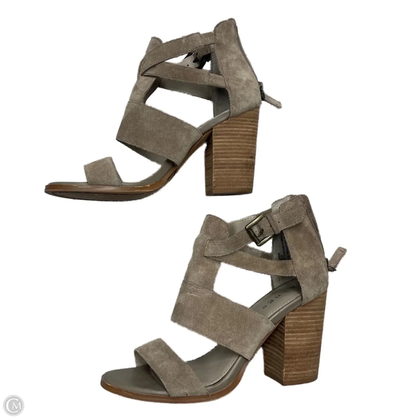 Sandals Heels Block By Marc Fisher In Grey, Size: 6.5
