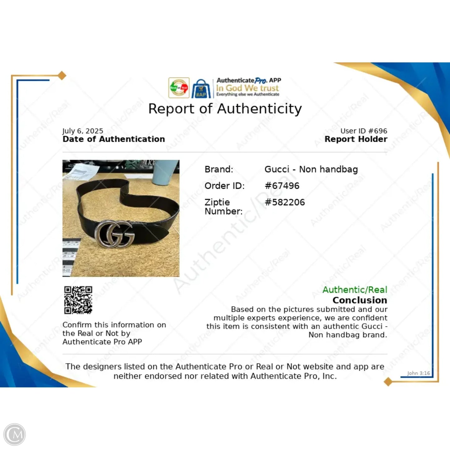 Belt Luxury Designer By Gucci, Size: Medium