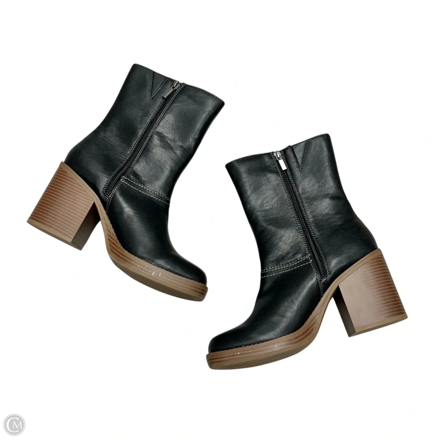 Boots Mid-calf Heels By Sun & Stone In Black, Size: 9.5
