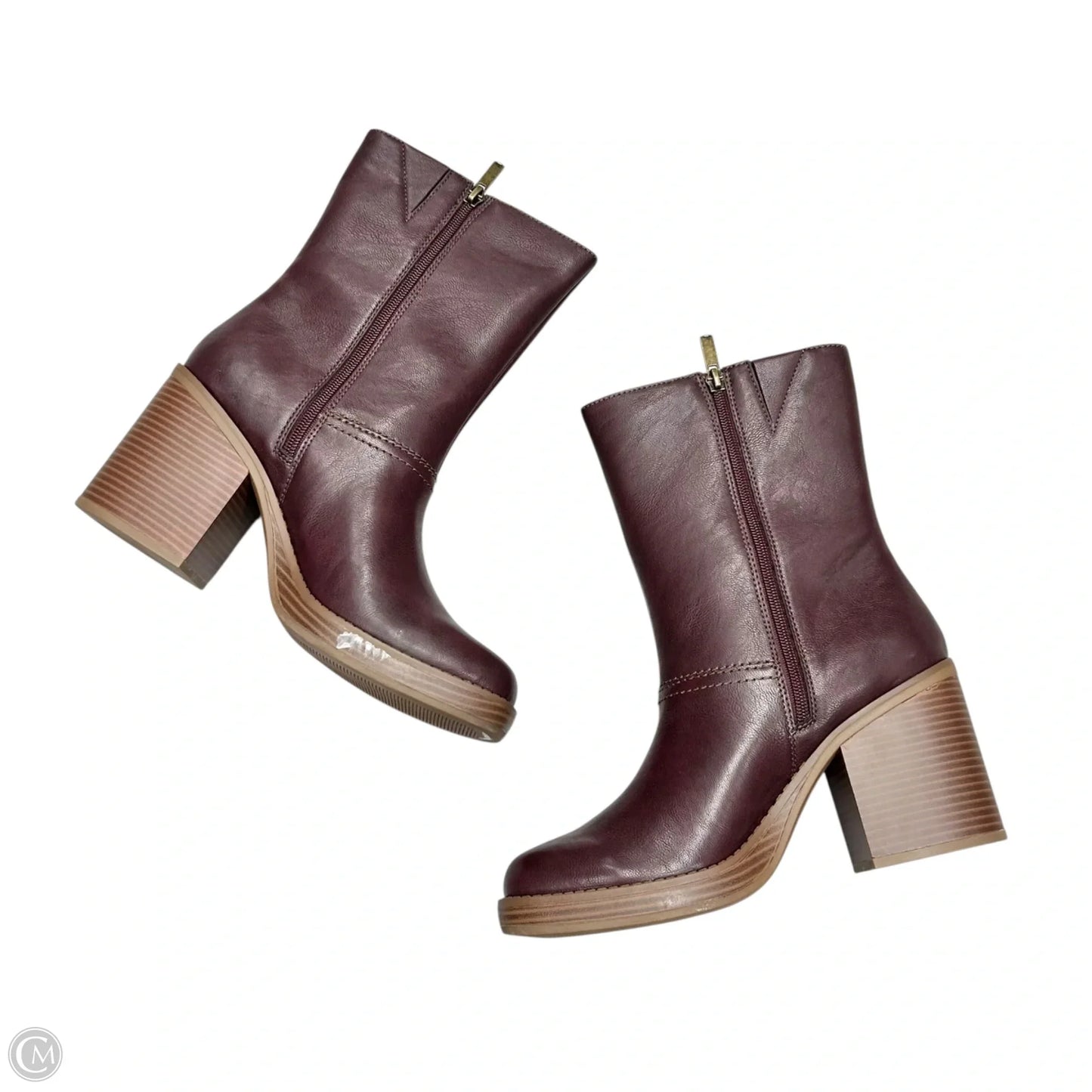 Boots Mid-calf Heels By Sun & Stone In Maroon, Size: 9.5