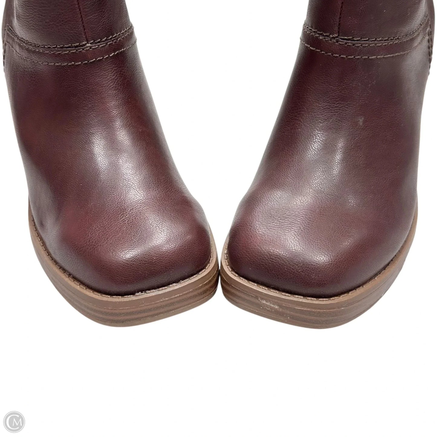 Boots Mid-calf Heels By Sun & Stone In Maroon, Size: 9.5