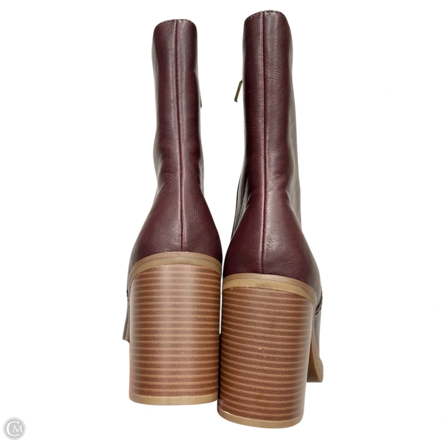 Boots Mid-calf Heels By Sun & Stone In Maroon, Size: 9.5