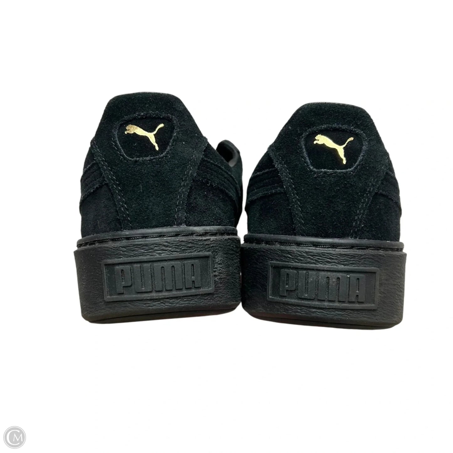 Shoes Sneakers By Puma In Black & Gold, Size: 10
