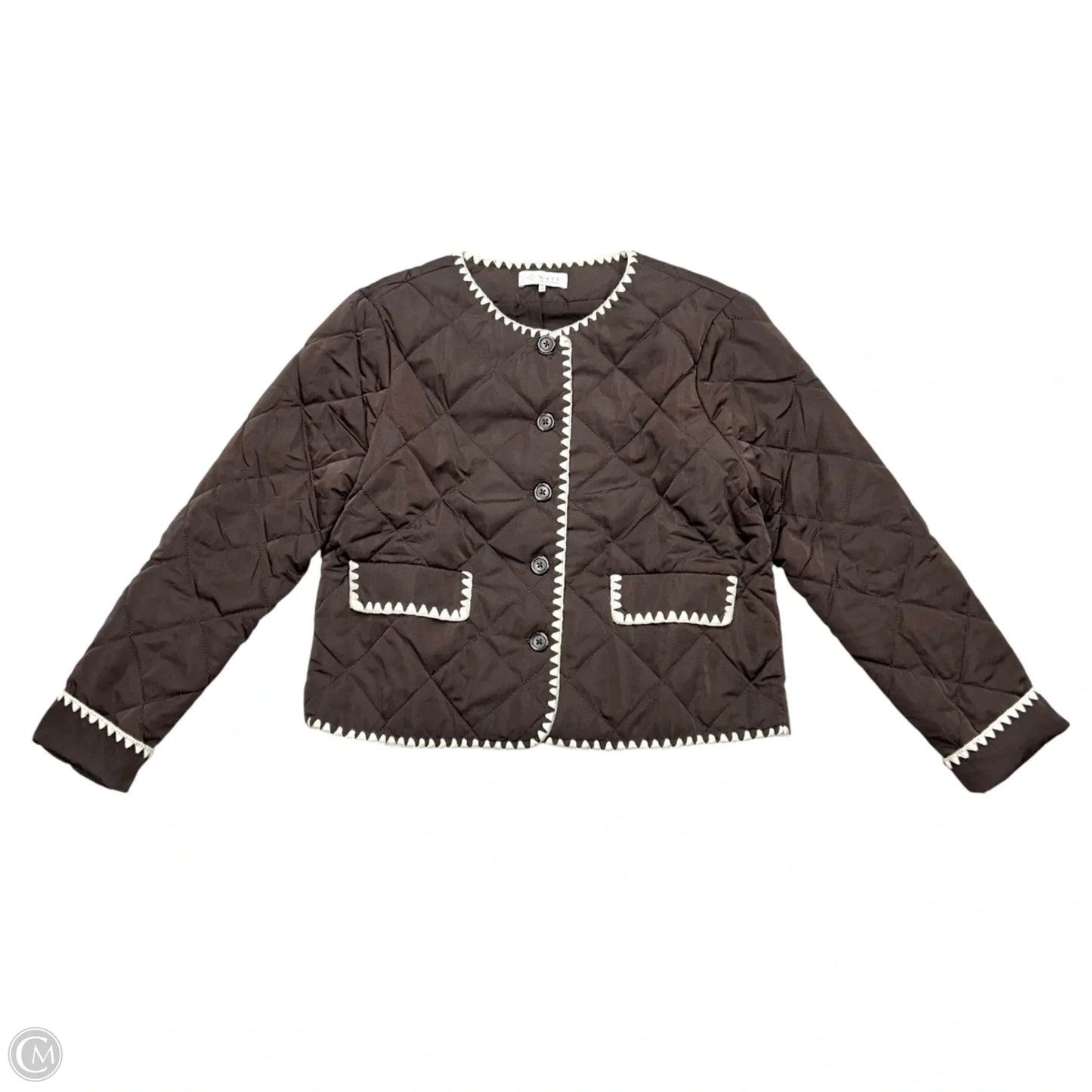 Jacket Puffer & Quilted By Wayf In Brown & Cream, Size: S
