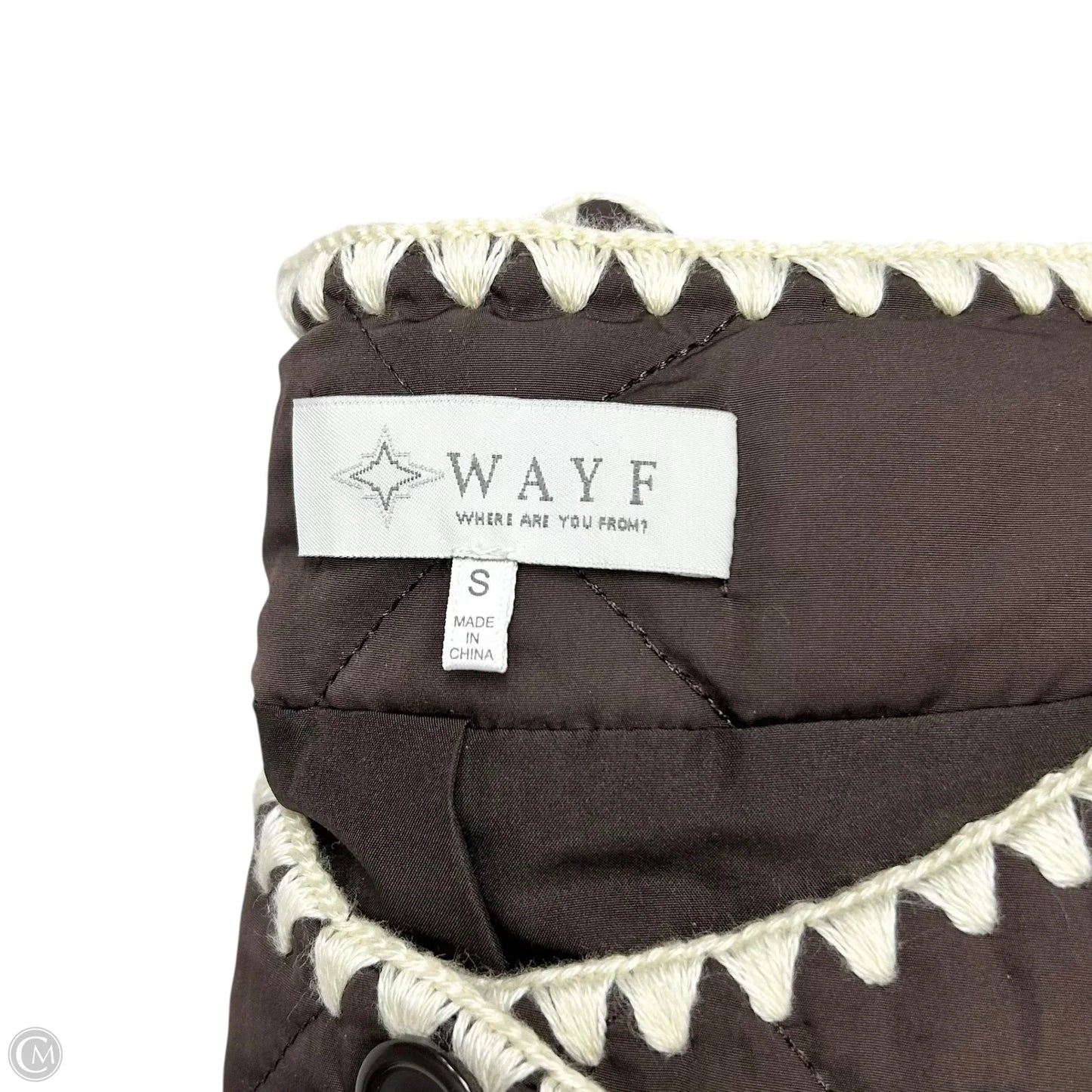 Jacket Puffer & Quilted By Wayf In Brown & Cream, Size: S