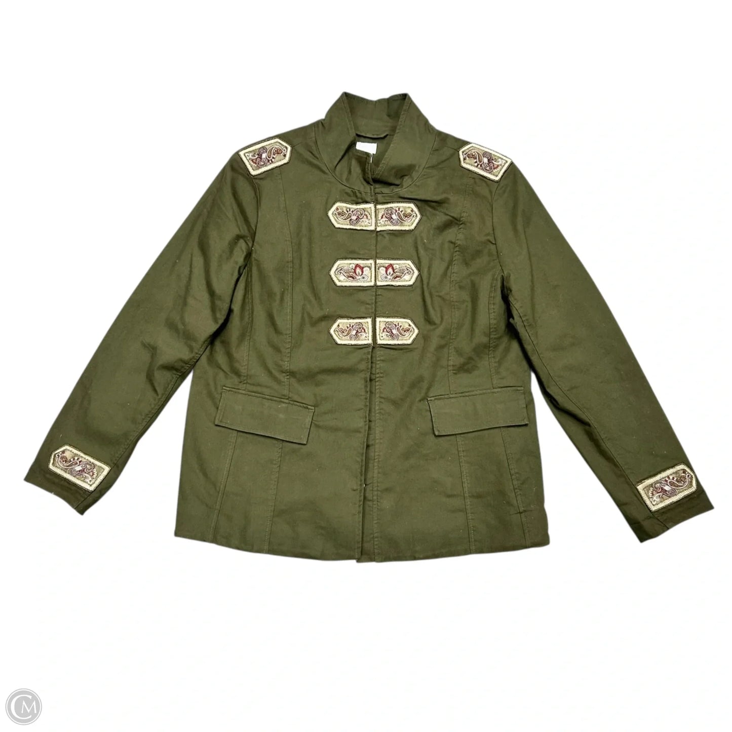 Jacket Moto By Chicos In Green, Size: Xl
