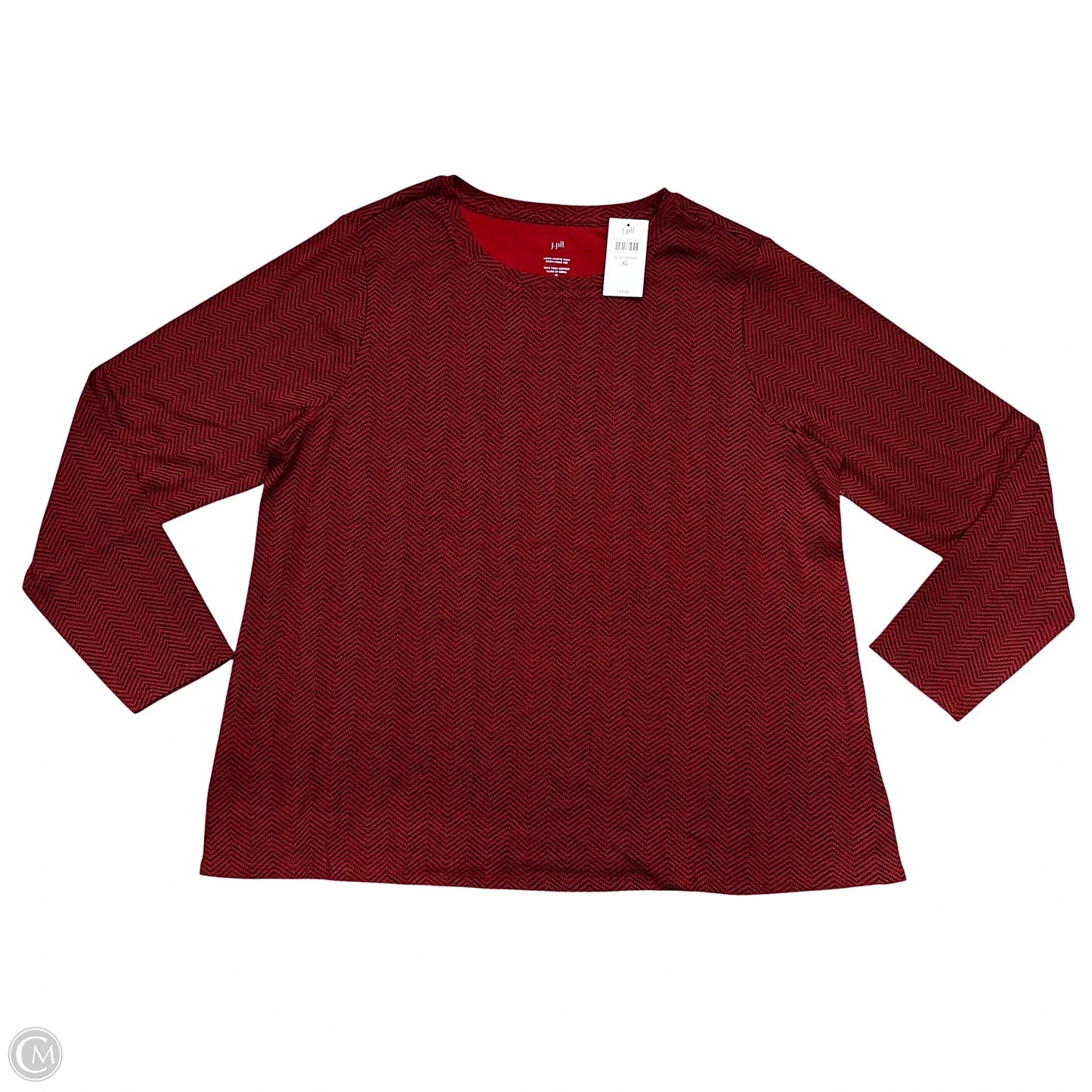 Top Long Sleeve Basic By J. Jill In Black & Red, Size: Xl