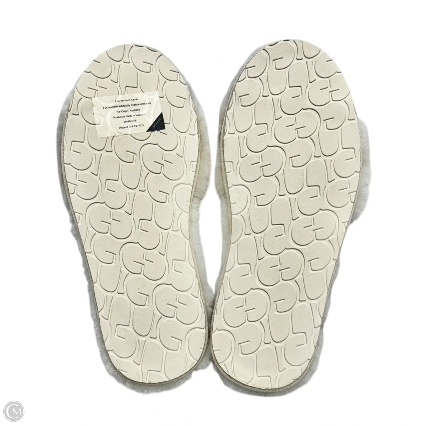 Slippers Designer By Ugg In Cream, Size: 9