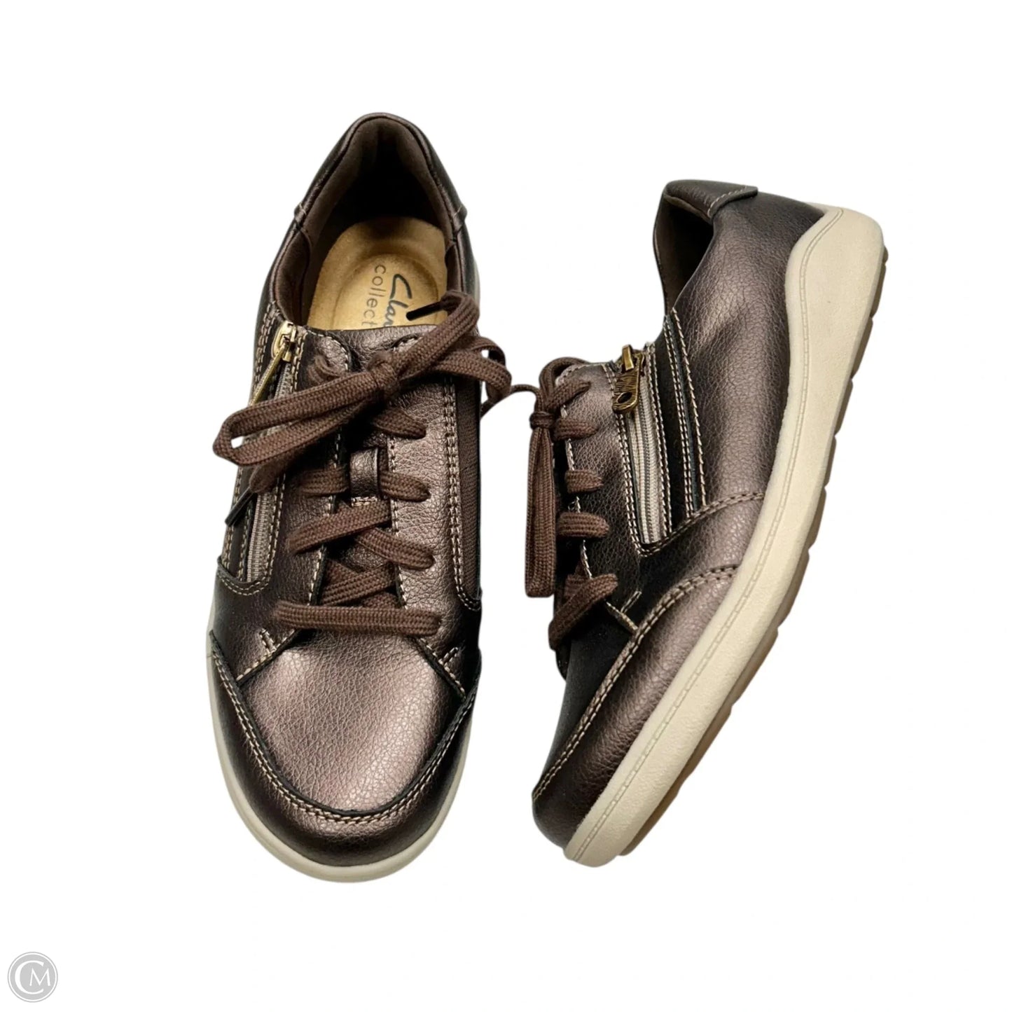 Shoes Sneakers By Clarks In Bronze, Size: 7