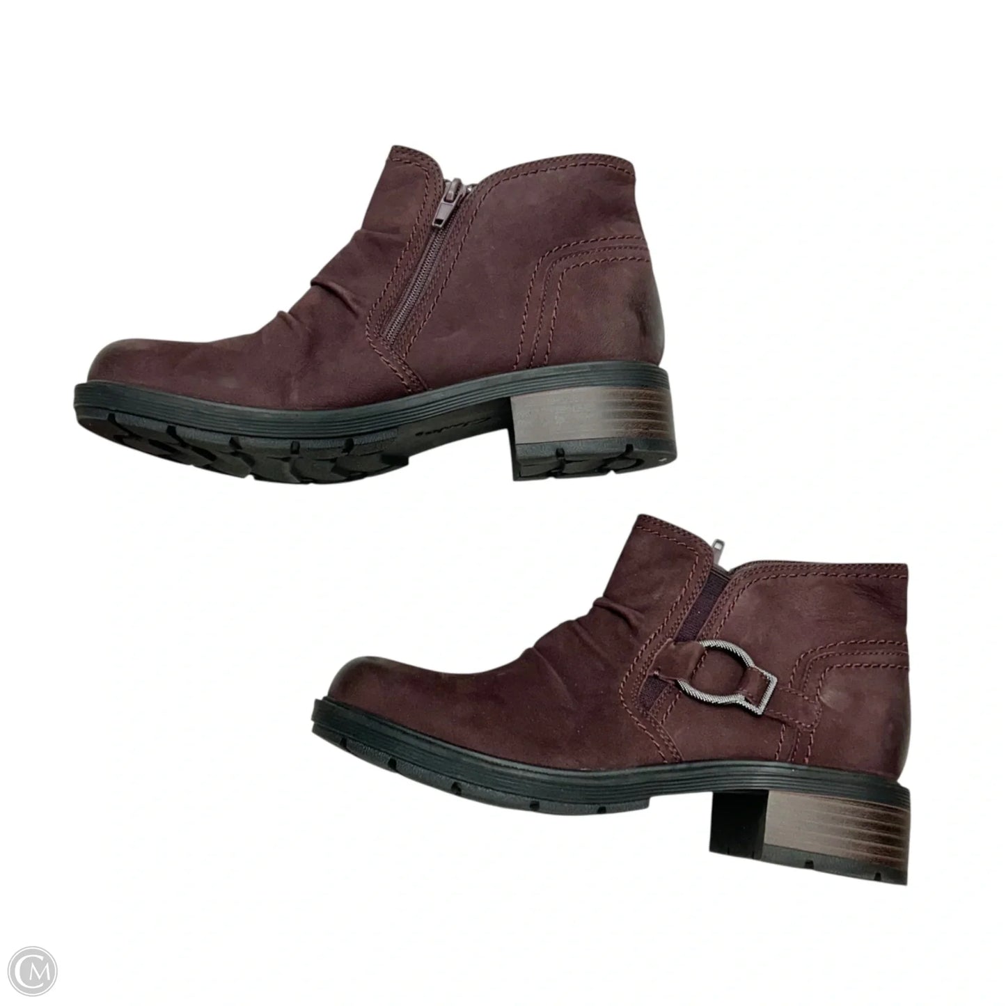 Boots Ankle Flats By Clarks In Maroon, Size: 7