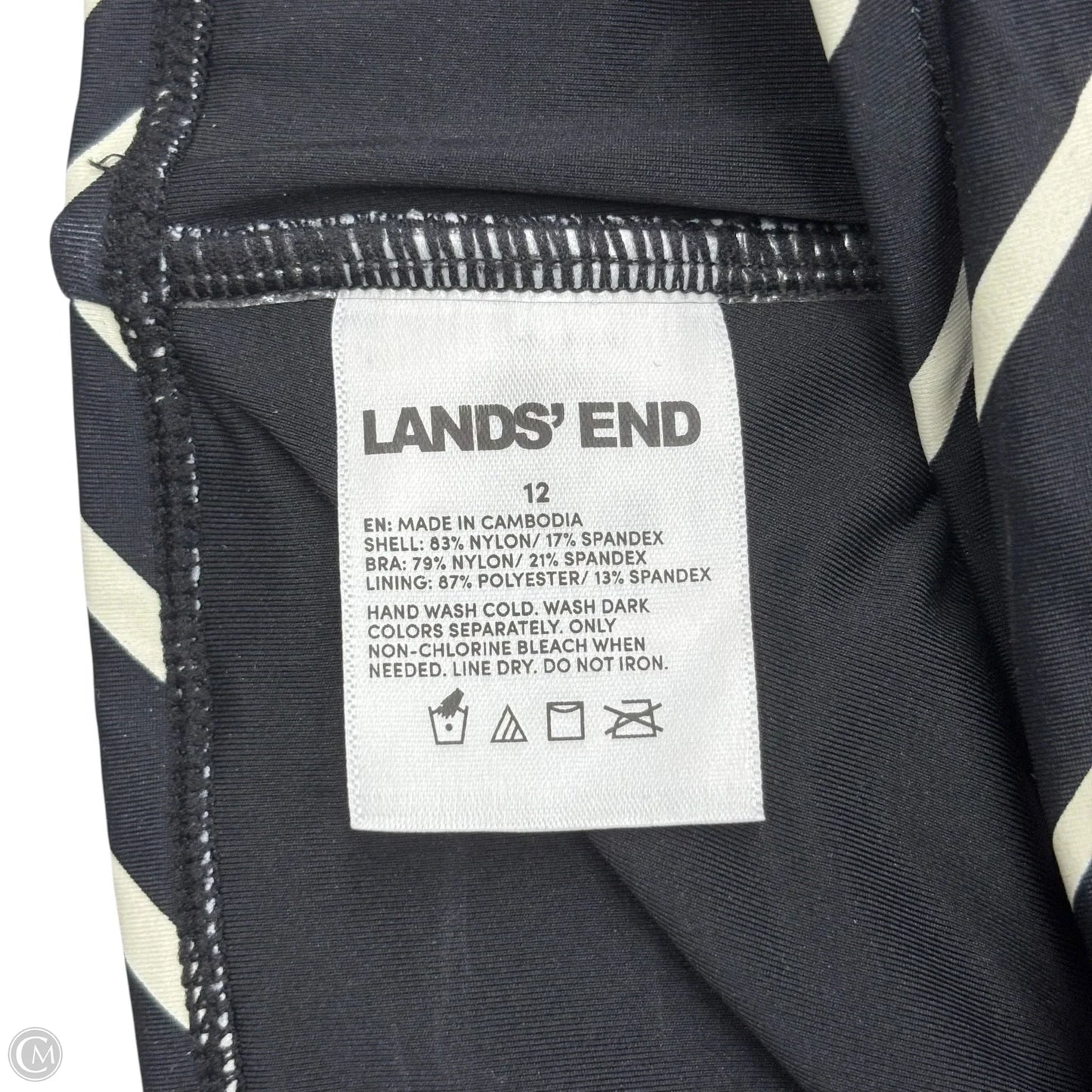 Swimsuit Top By Lands End In Black & Cream, Size: L