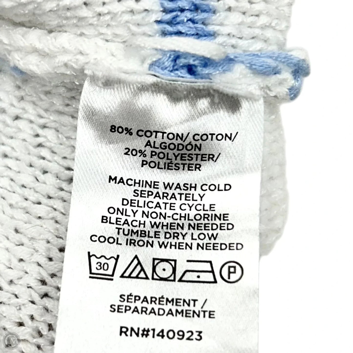 Sweater Short Sleeve By Loft In Blue & White, Size: L