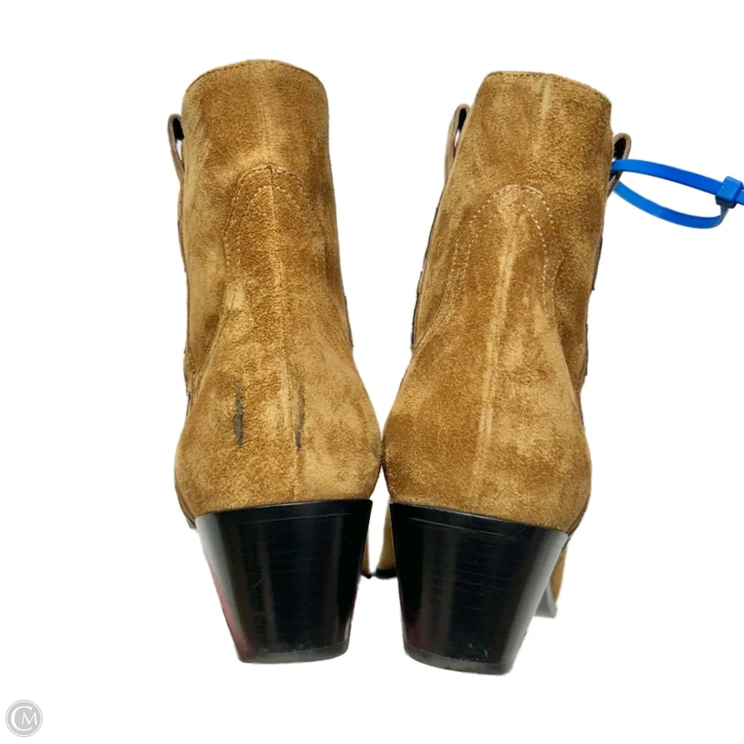 Boots Luxury Designer By Yves Saint Laurent In Black & Tan, Size: 8