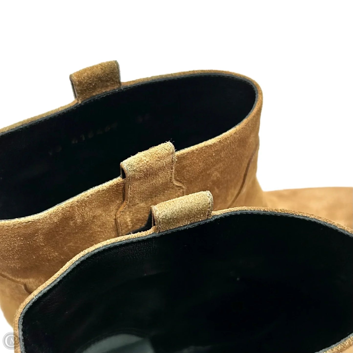 Boots Luxury Designer By Yves Saint Laurent In Black & Tan, Size: 8