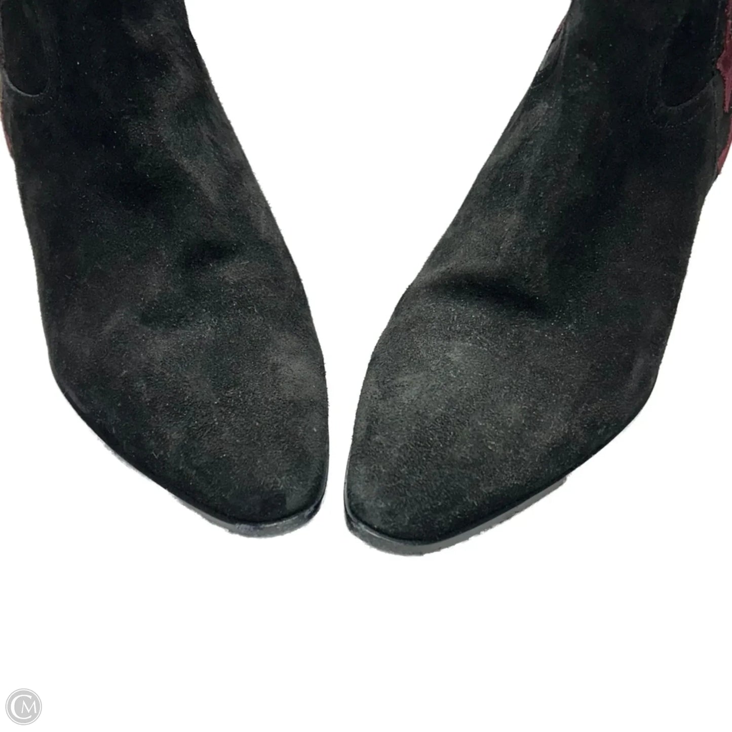 Boots Luxury Designer By Yves Saint Laurent In Black & Red, Size: 8
