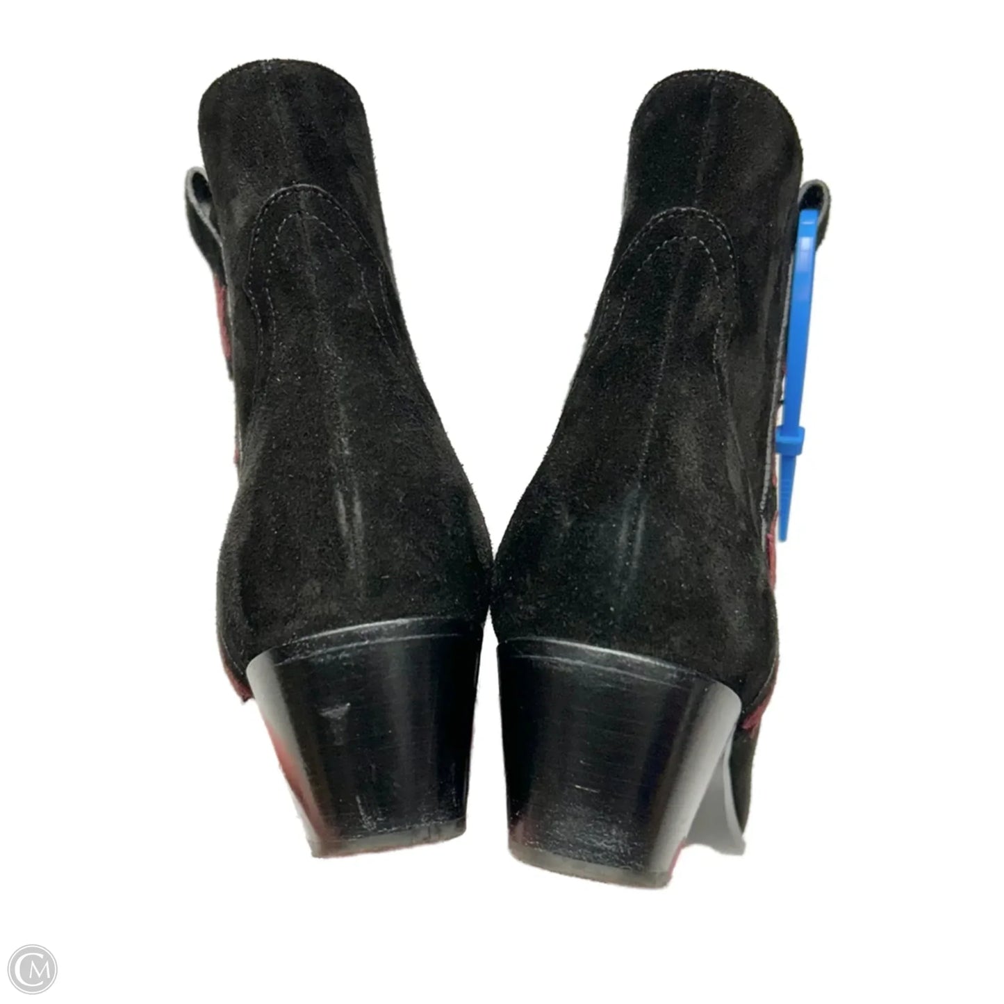 Boots Luxury Designer By Yves Saint Laurent In Black & Red, Size: 8
