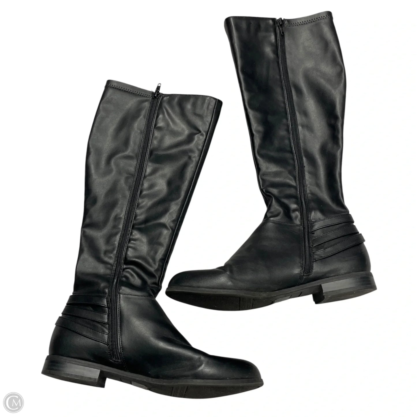 Boots Knee Flats By April In Black, Size: 8.5