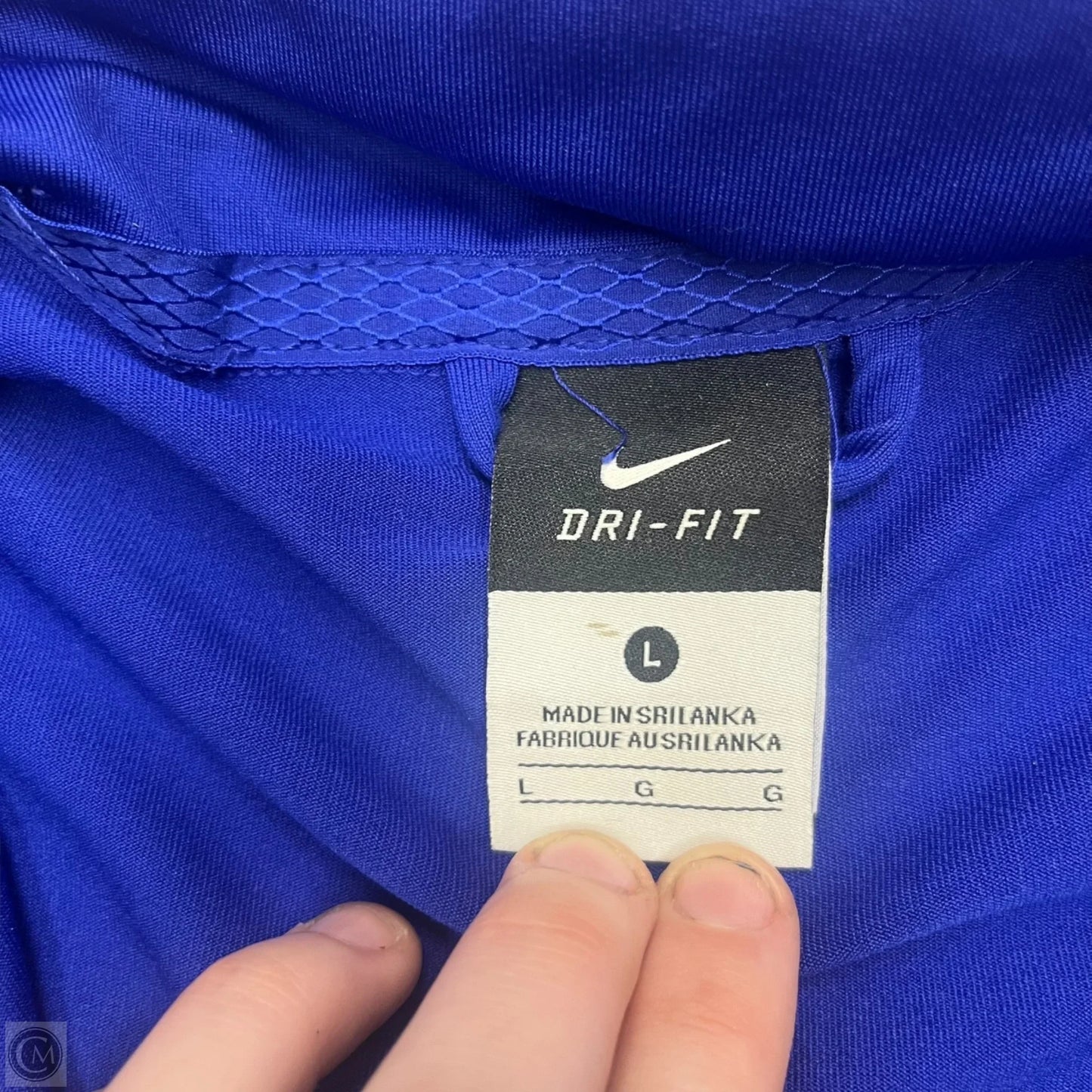 Athletic Top Long Sleeve Collar By Nike Apparel In Blue, Size: L