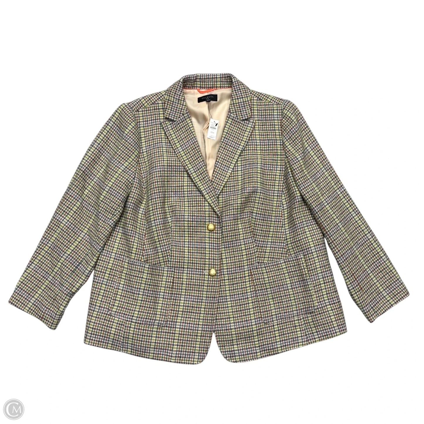Blazer By Talbots In Green & Tan, Size: 2x