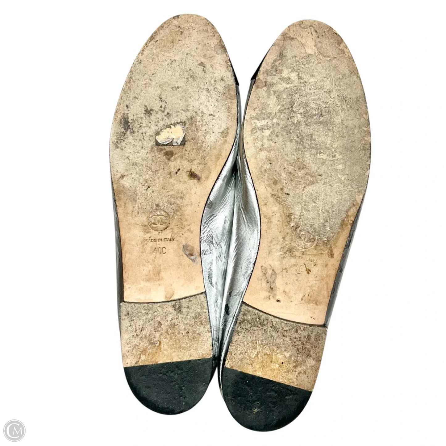 Shoes Luxury Designer By Chanel In Black & Silver, Size: 10.5