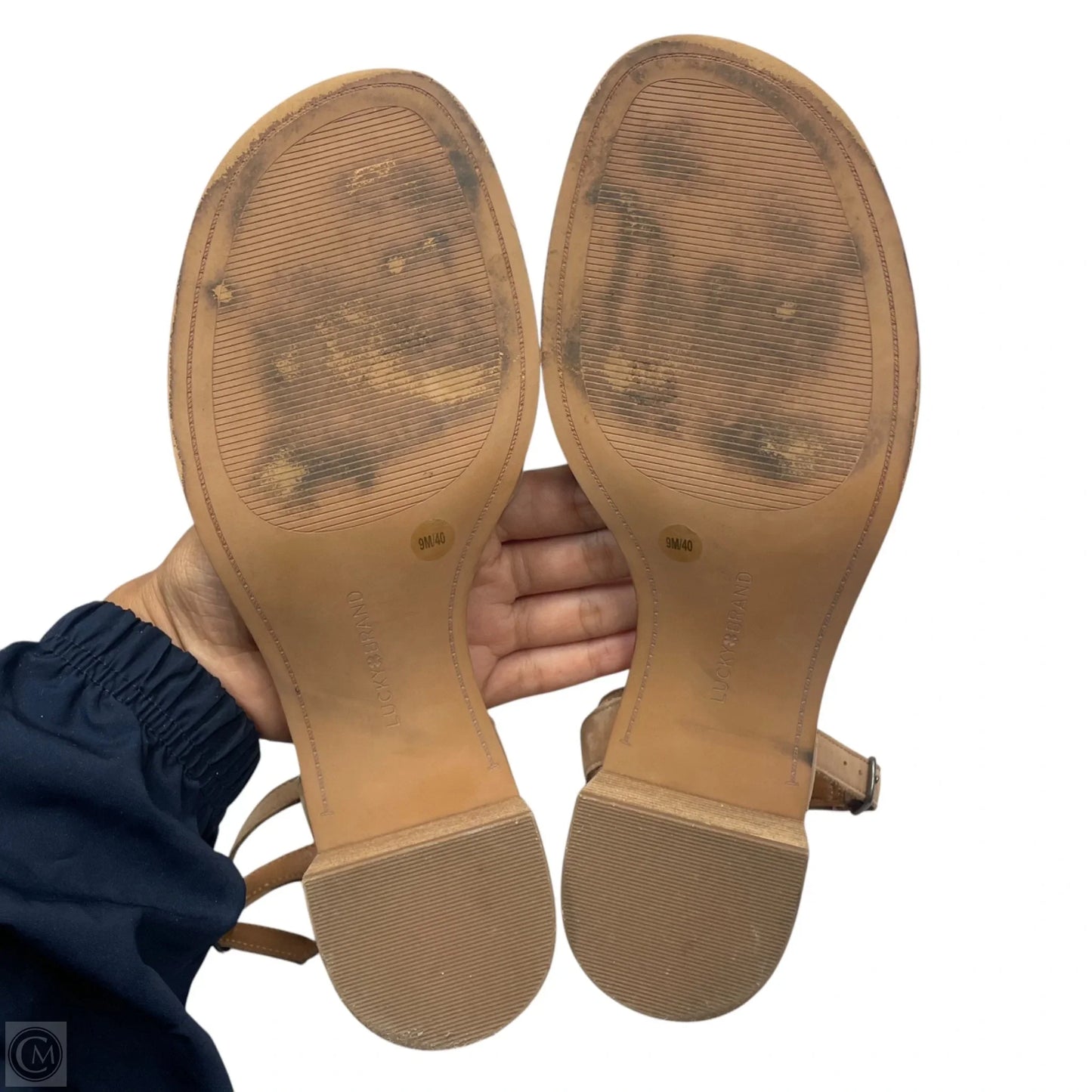 Sandals Heels Block By Lucky Brand In Tan, Size: 9