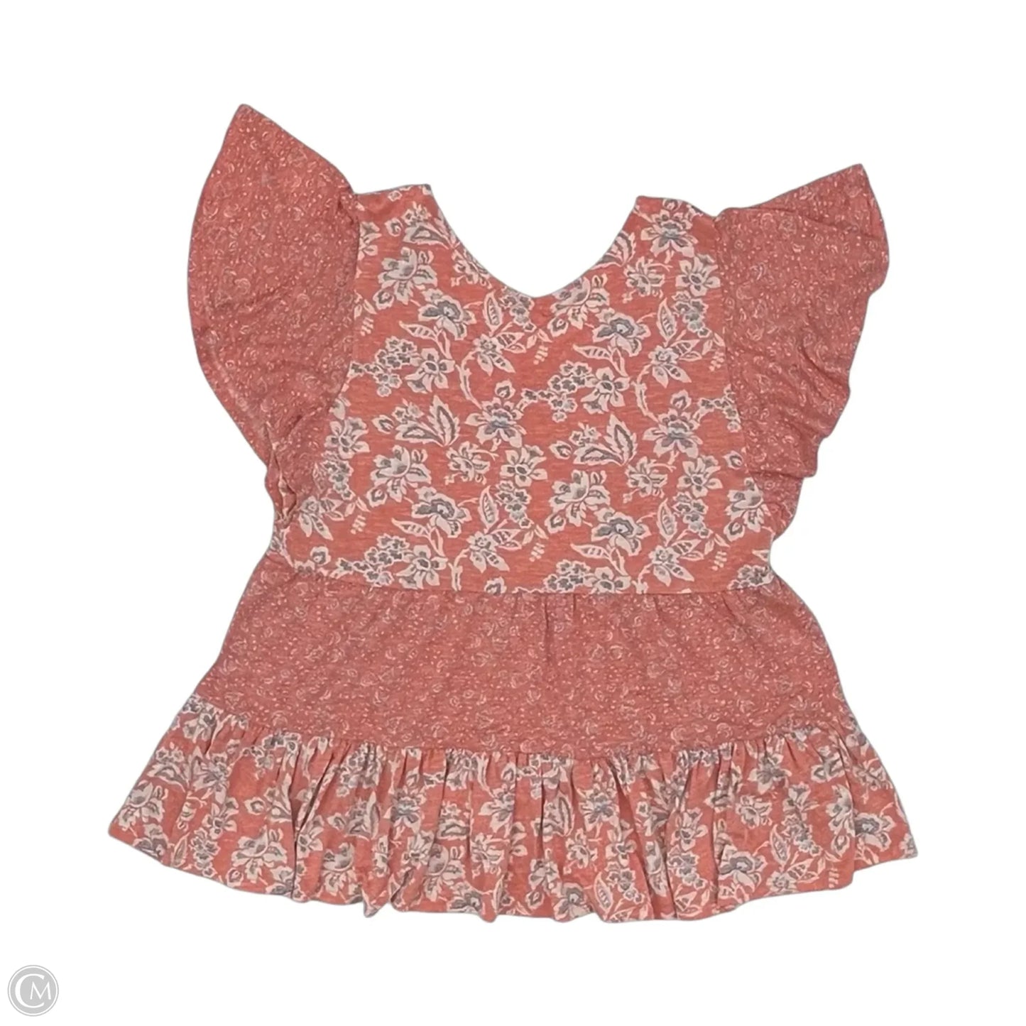 Blouse Short Sleeve By Cato In Orange & White, Size: L