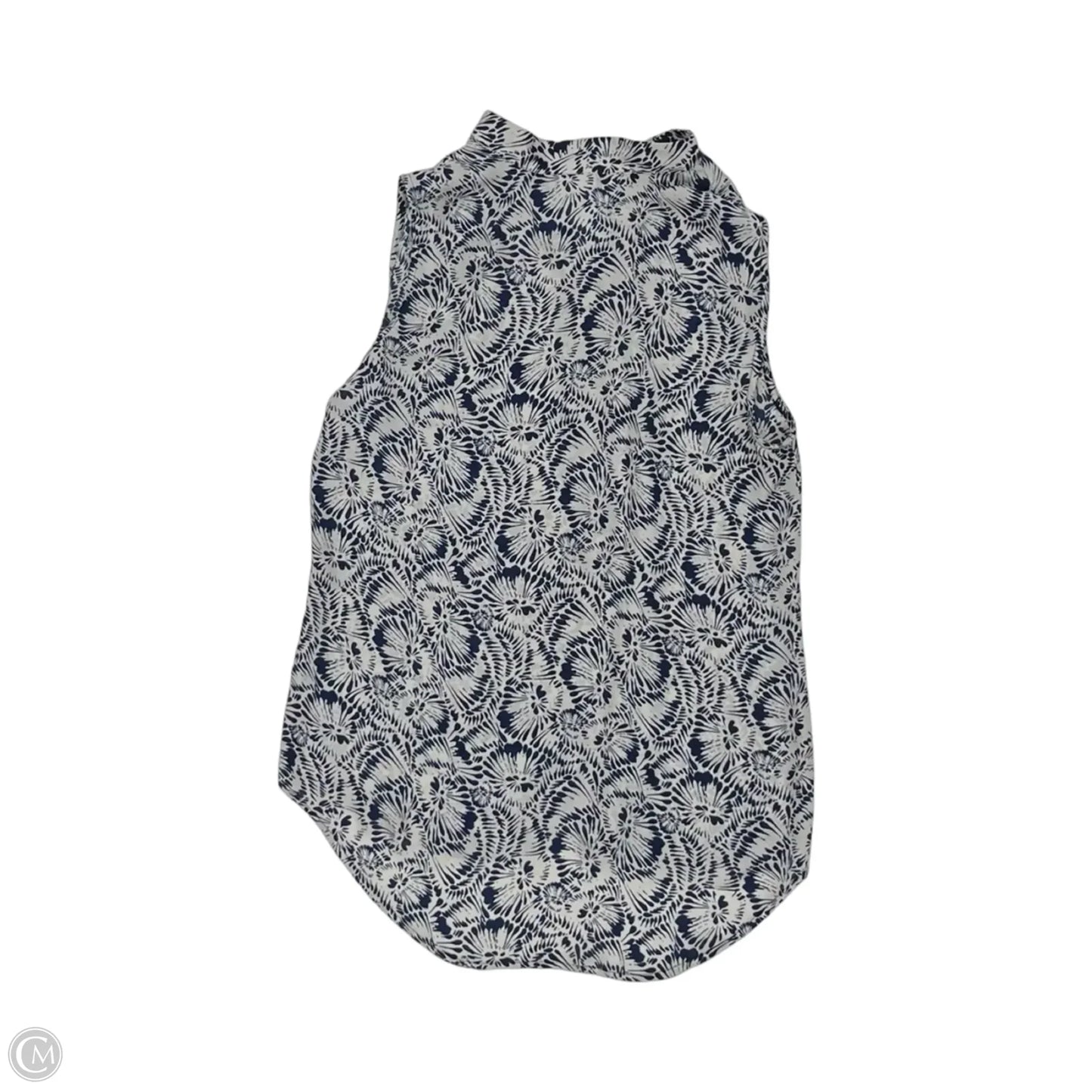 Blouse Sleeveless By Cabi In Blue & Cream, Size: Xs