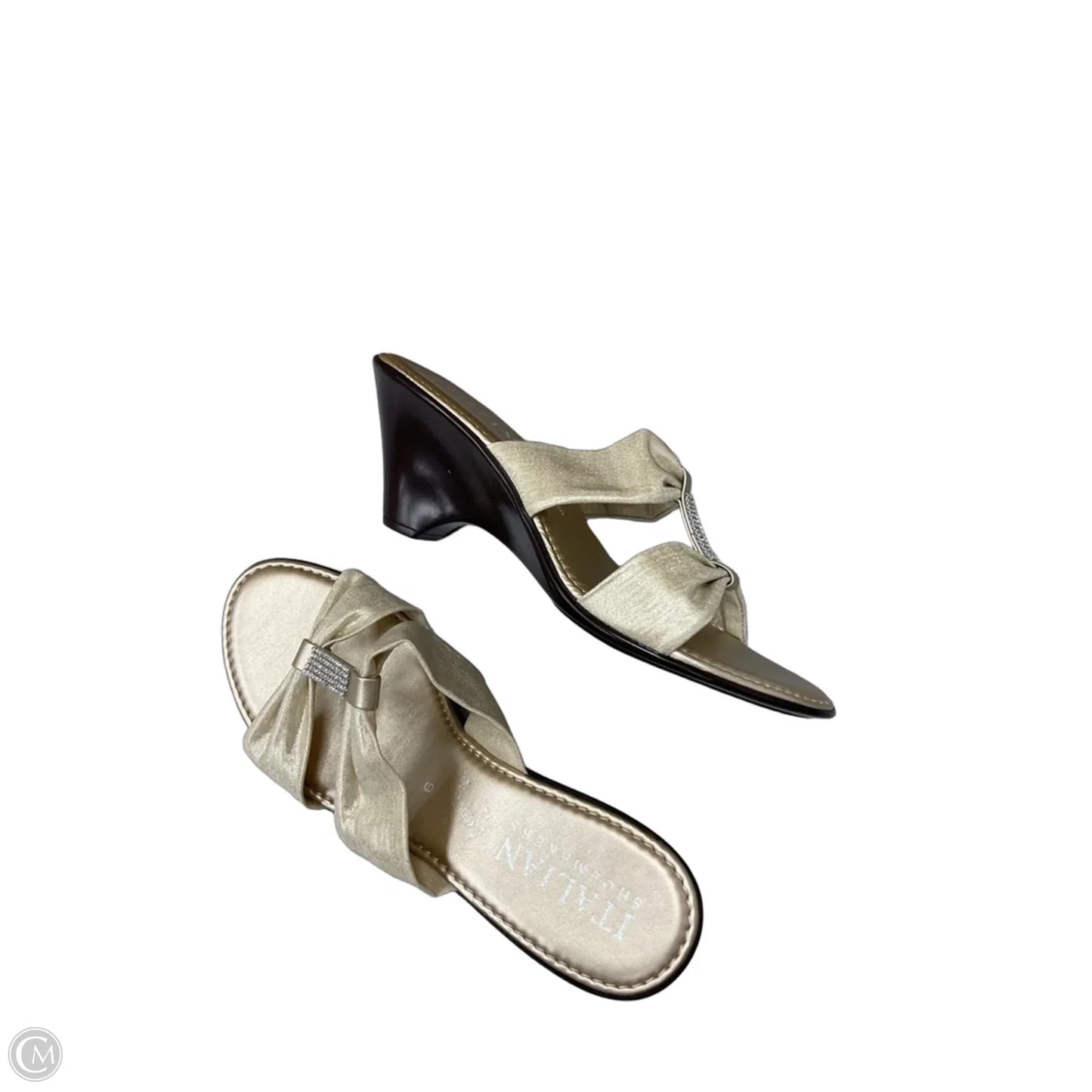 Sandals Heels Block By Italian Shoemakers In Tan, Size: 9