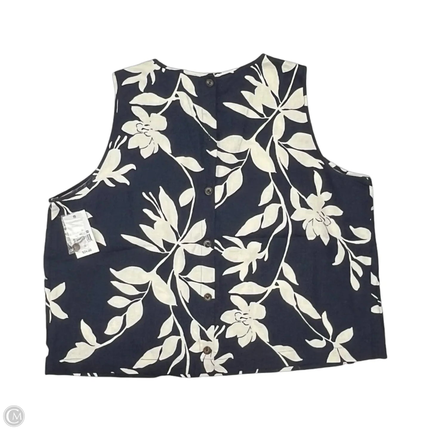 Blouse Sleeveless By Ophelia Roe In Blue & Cream, Size: 1x
