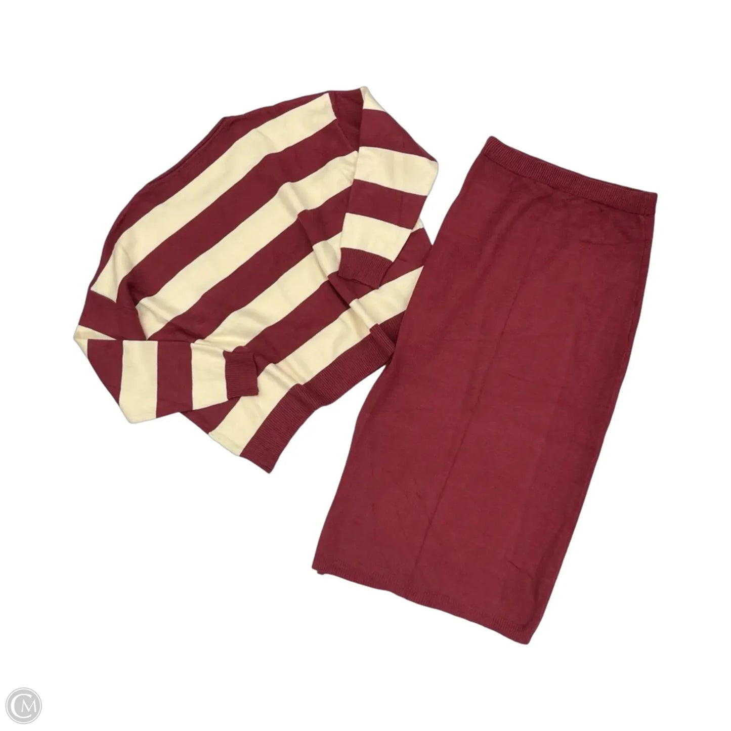 Skirt Set 2pc By Listicle In Cream & Red, Size: L