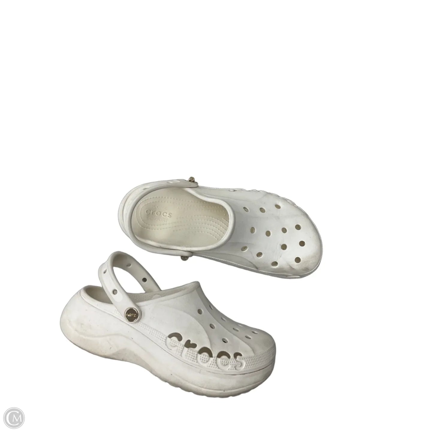 Shoes Flats By Crocs In White, Size: 9