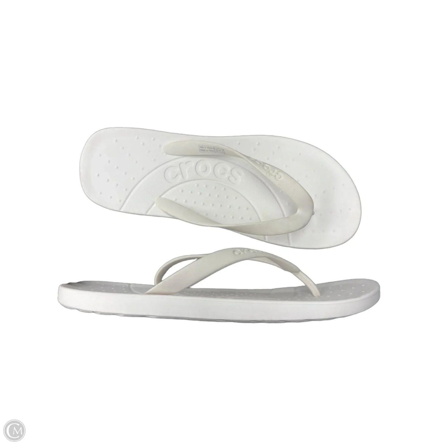 Sandals Flip Flops By Crocs In White, Size: 10