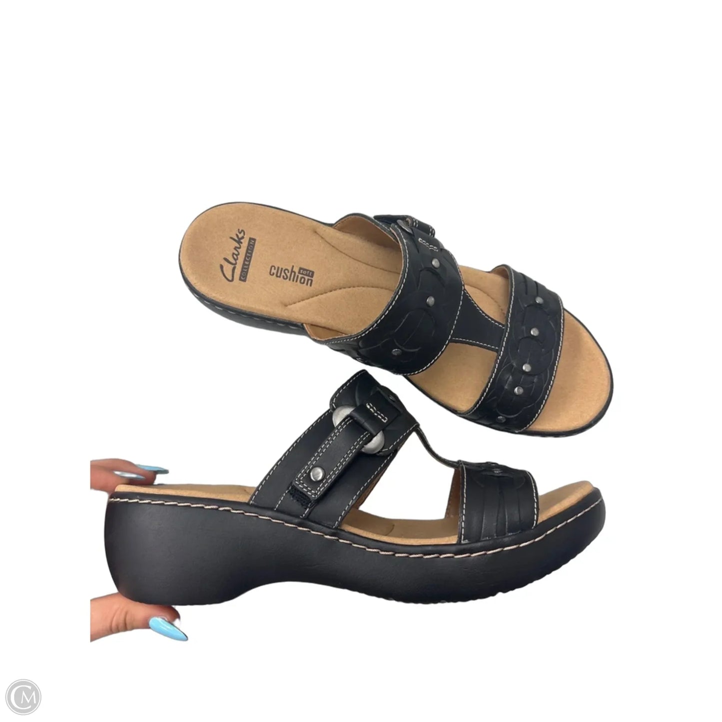 Sandals Heels Block By Clarks In Black, Size: 8.5