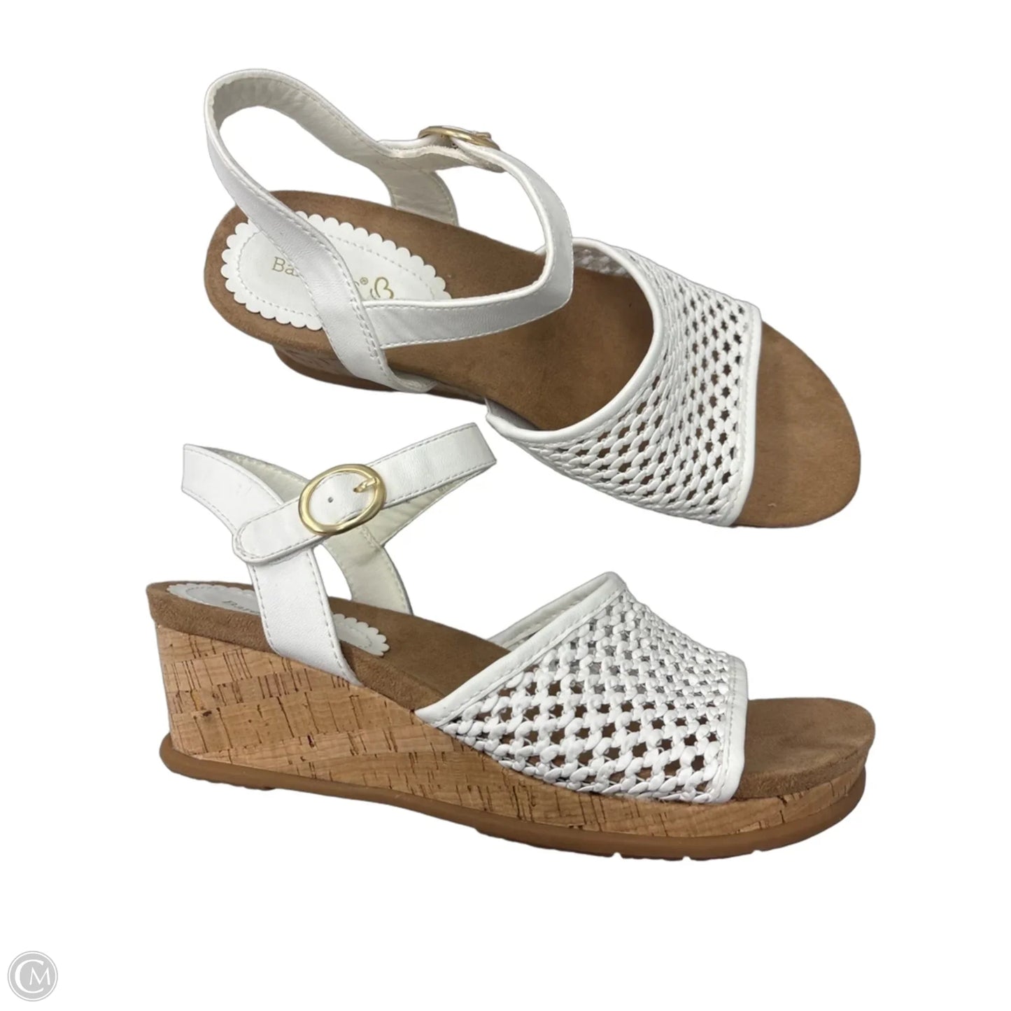 Sandals Heels Wedge By Bare Traps In Tan & White, Size: 8.5