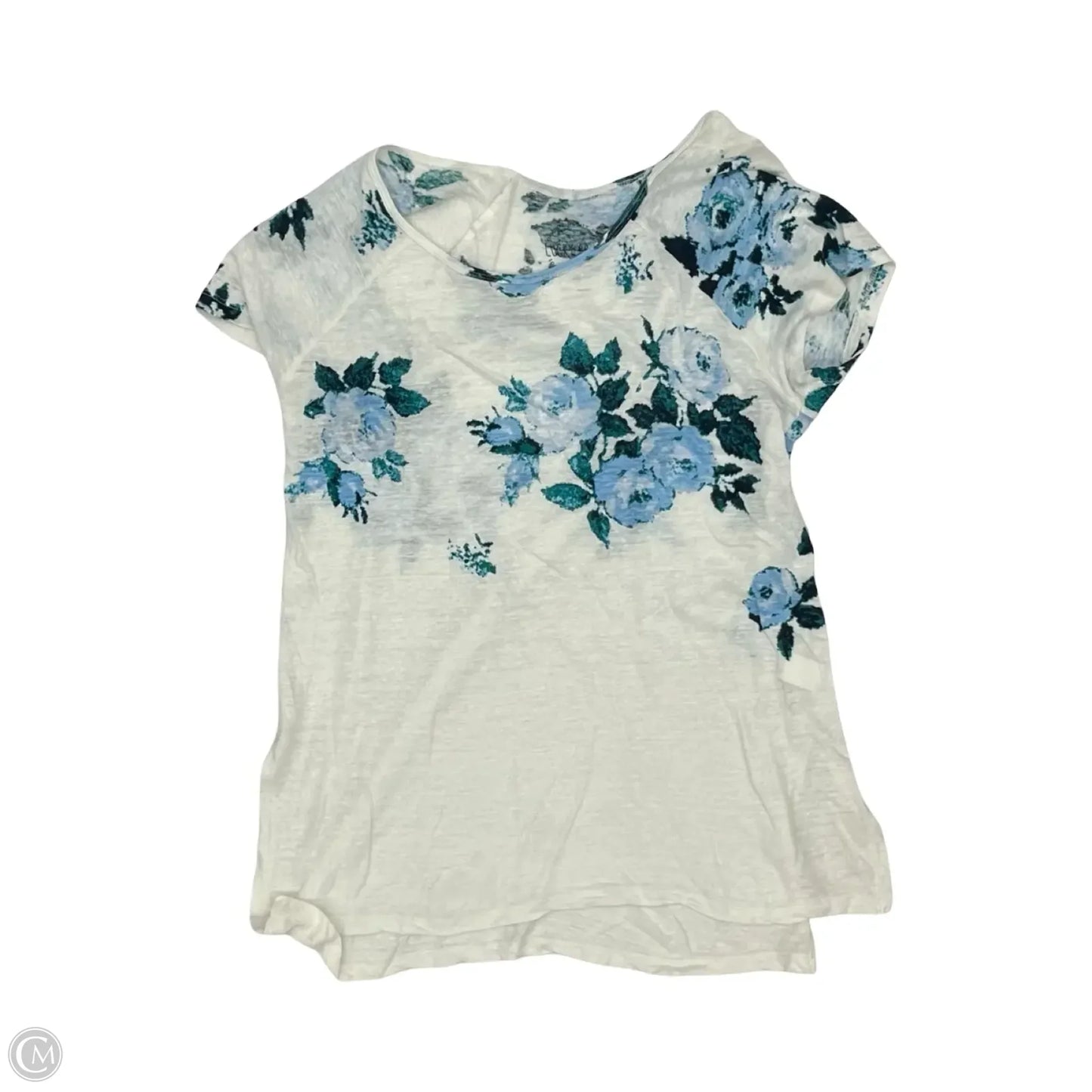 Top Short Sleeve By Lucky Brand In Blue & White, Size: S